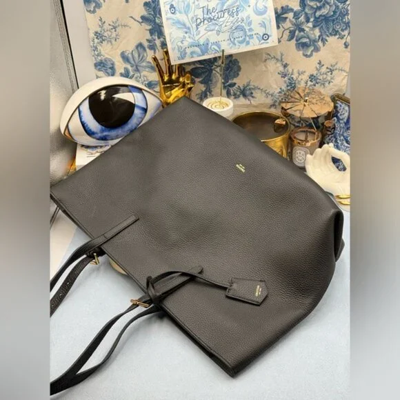 🆕 OROTON 🧿 NWOT Margot Medium Zip Tote Bag, Black Leather - Picture 4 of 16